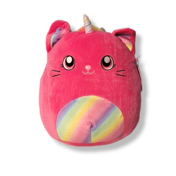 Squishmallow Lizette Pink and Rainbow 14 inch Caticorn Horned Cat Kellytoy - Picture 1 of 7